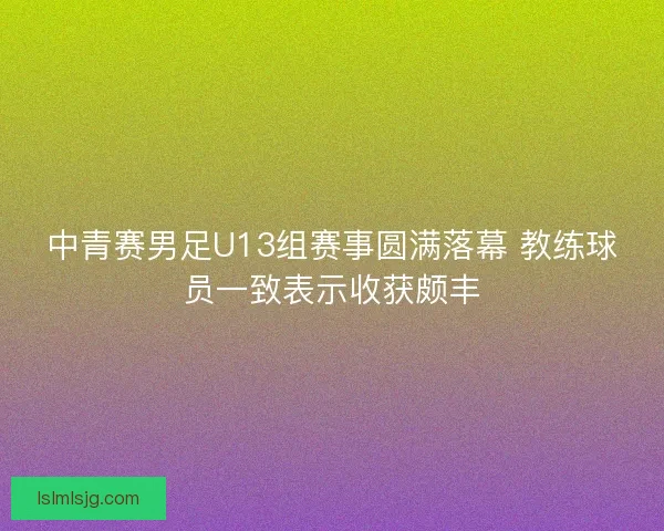 中青赛男足U13组赛事圆满落幕 教练球员一致表示收获颇丰