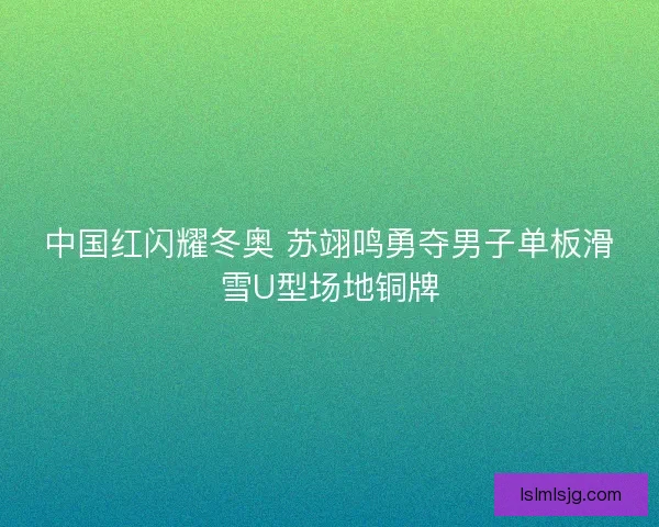 中国红闪耀冬奥 苏翊鸣勇夺男子单板滑雪U型场地铜牌
